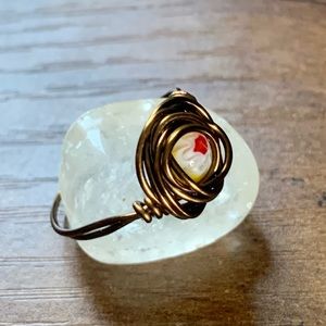 Yellow Daisy Handcrafted Millefiori Wire Ring (Size 7.5)